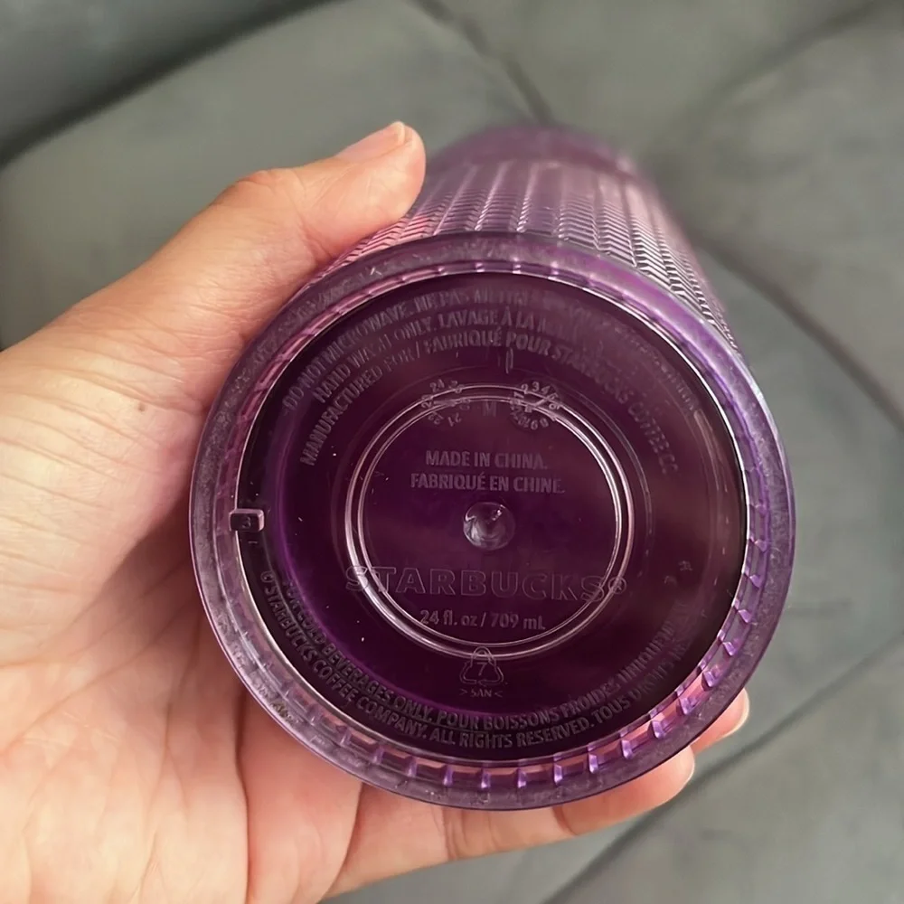 “Starbucks 2021 Summer Pink Purple Grid Tumbler Cold Cup 24 Oz”